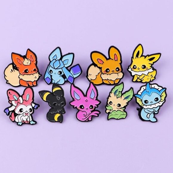 Pokemon Other - Pokémon Eevee Evolutions Chibi Enamel Pin Set – 9 Piece Collector’s Lot